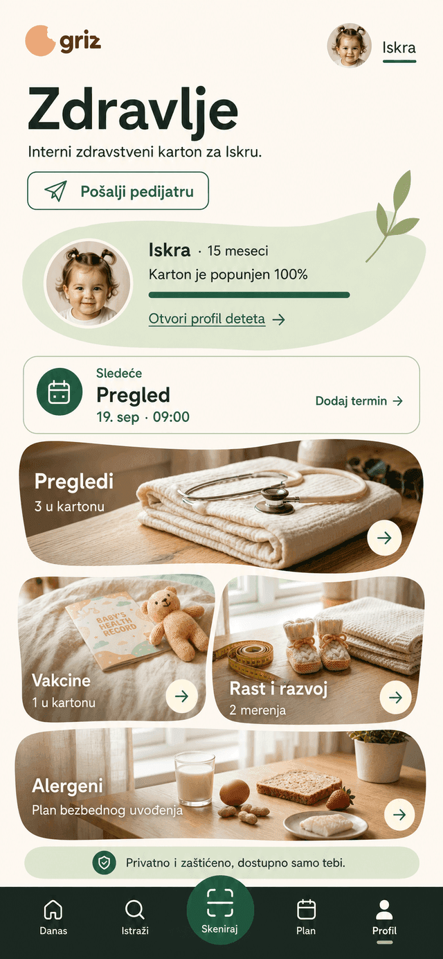 Privatni zdravstveni karton deteta u Grizu